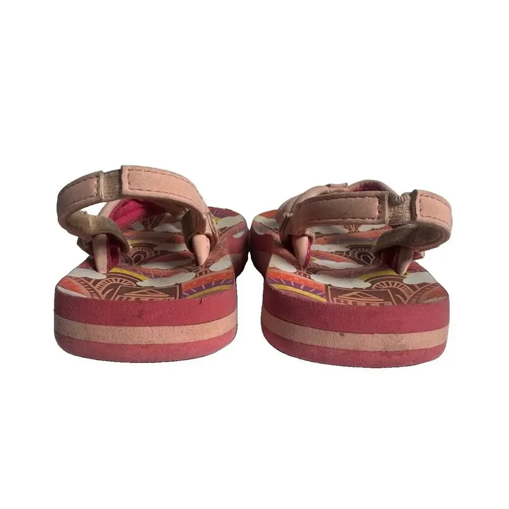 Reef Little Ahi Toddler Girls Pink Tropical Flip Flop Sandals Size 7T EU 23